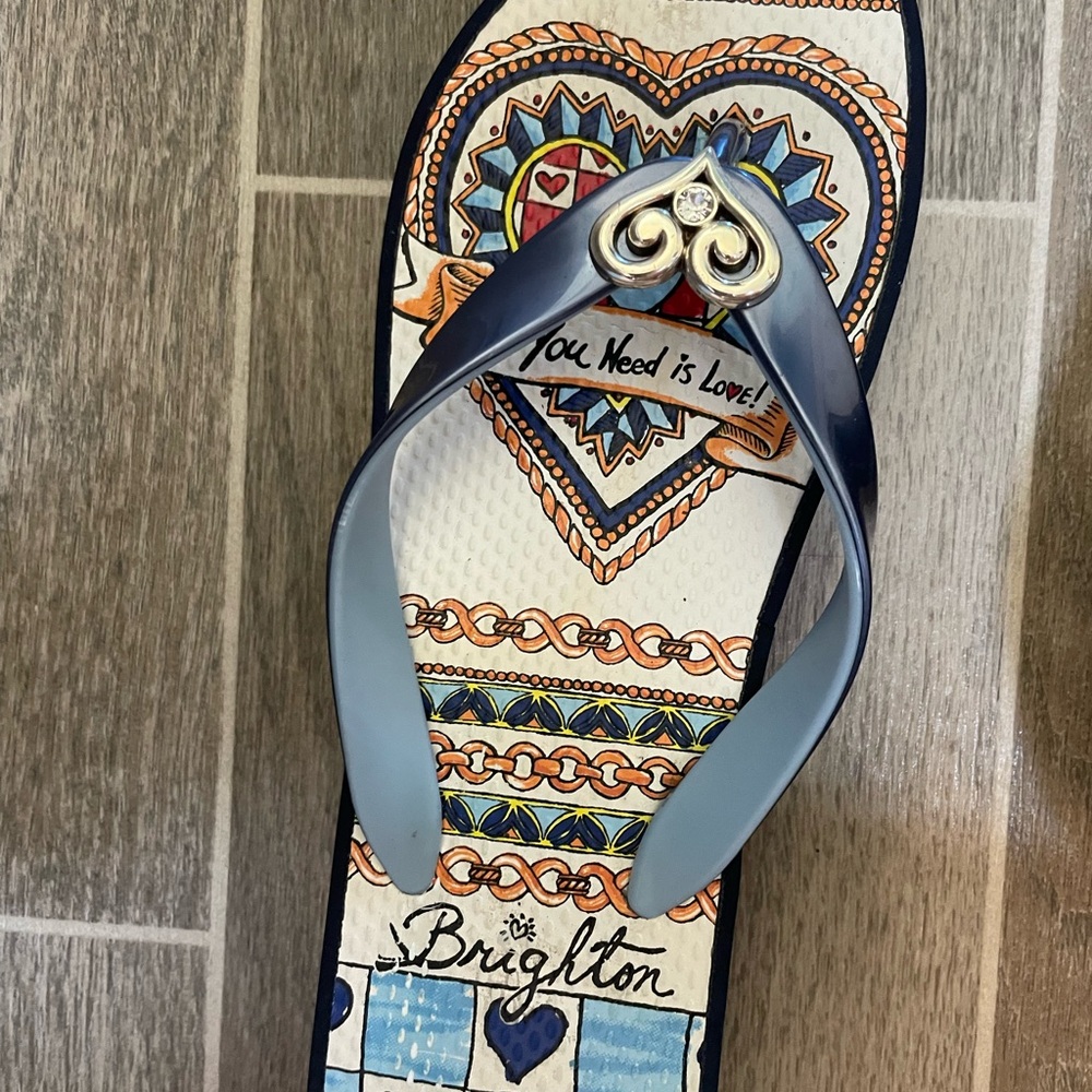 Brighton Blue and Cream Sandals with Intricate Design - Picture 4 of 5